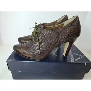 Anne Klein AKQIARA Brown Wingtip Lace Up Oxford Heels Shooties Womens 7.5M
336